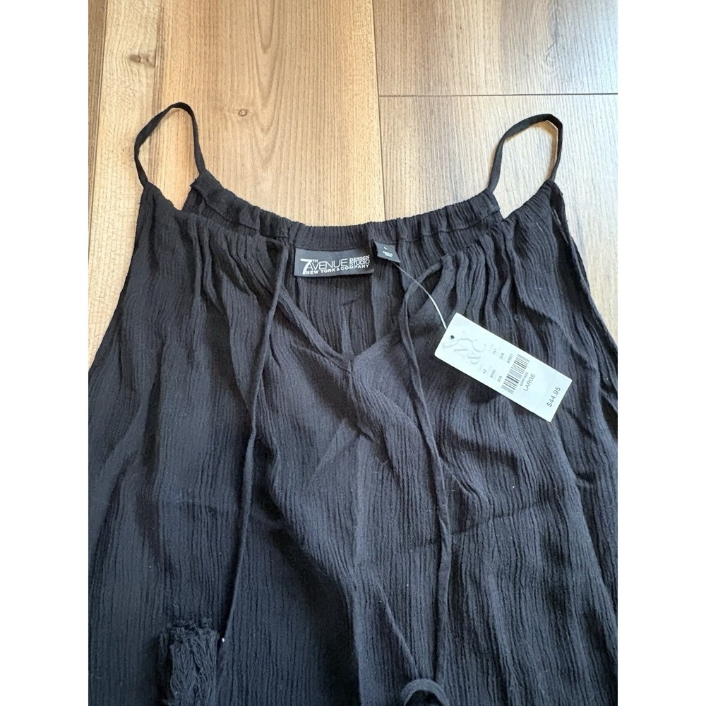 NY &C New York Company Black Sleeveless Women's Large Top Shirt Lace Tassels NWT - Picture 3 of 6